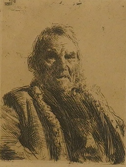 Anders Zorn (Swedish, 1860-1920), etching, ‘Old Soldier’, signed in pencil, 16 x 11cm. Condition - fair